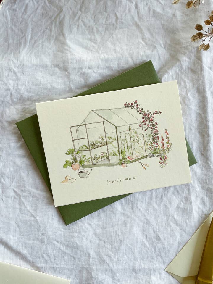 Garden Greenhouse Petite Mother's Day Card for wholesale by Annie Brougham Paper Goods.