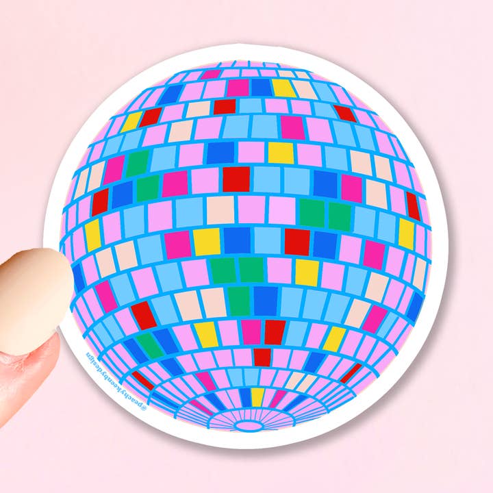 STICKER Blue Disco Ball for wholesale by Peachy Keen by Design Co