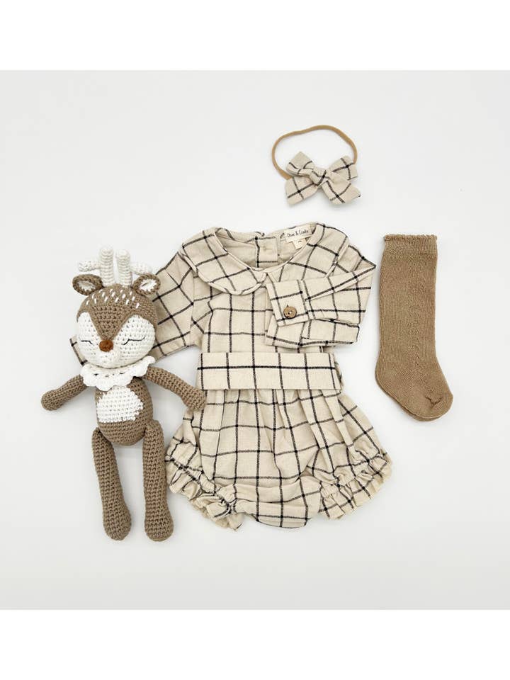 OLIVE & CRADLE - Wholesale Clothing Set - Baby - Plaid Cotton Romper