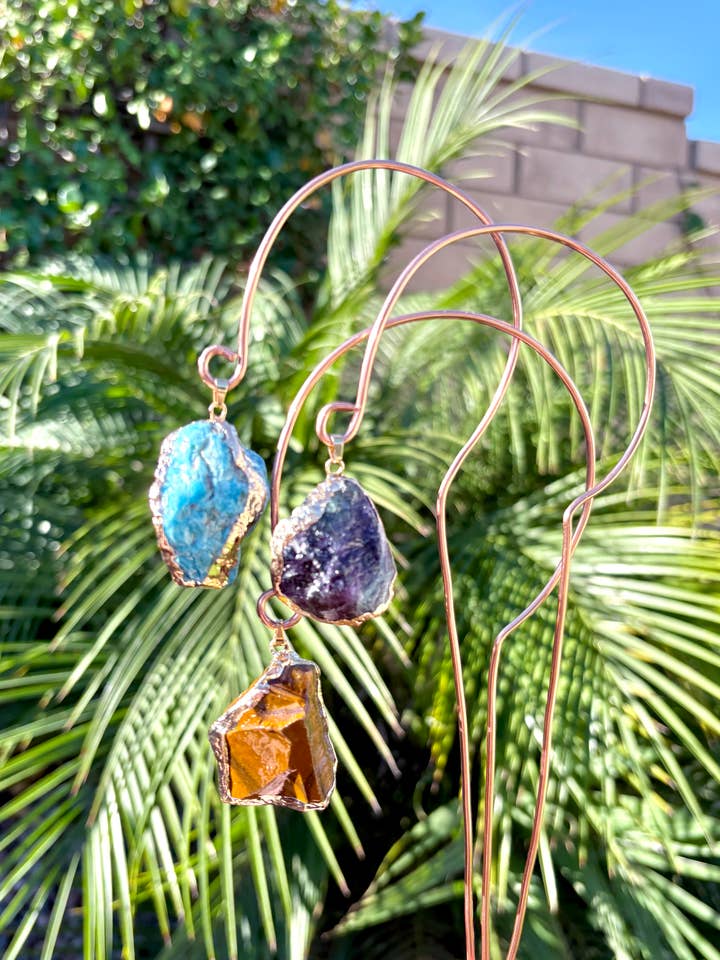 Raw Gemstone Copper Plant Stake for wholesale by Sea of Bliss Shop