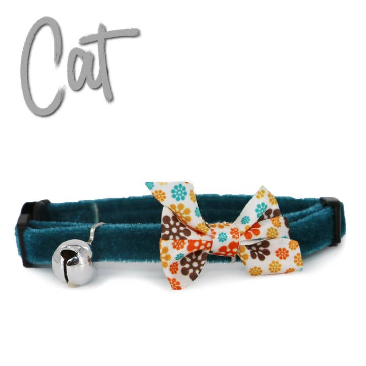 Ancol Pet Products Ltd - Vente Collier – chat - Collier à nœud vintage pour chat, motif floral, bleu sarcelle