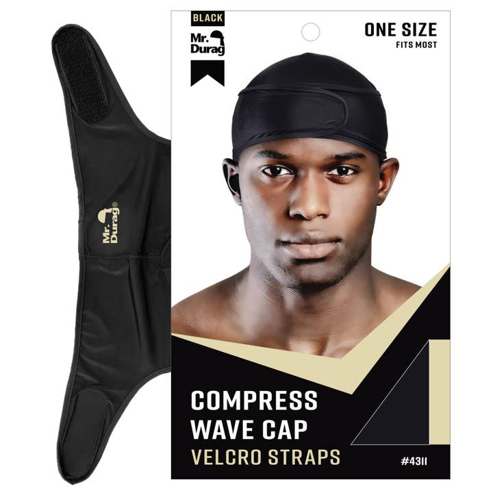 Annie International, Inc. - Wholesale Hair Towel/Wrap - Mr. Durag Spandex Velcro Compress Wave Cap, Black