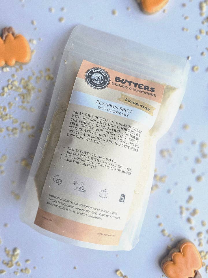 Pumpkin Spice Dog Cookie Mix | Gluten Free for wholesale by Butters Barkery & Pawtisserie