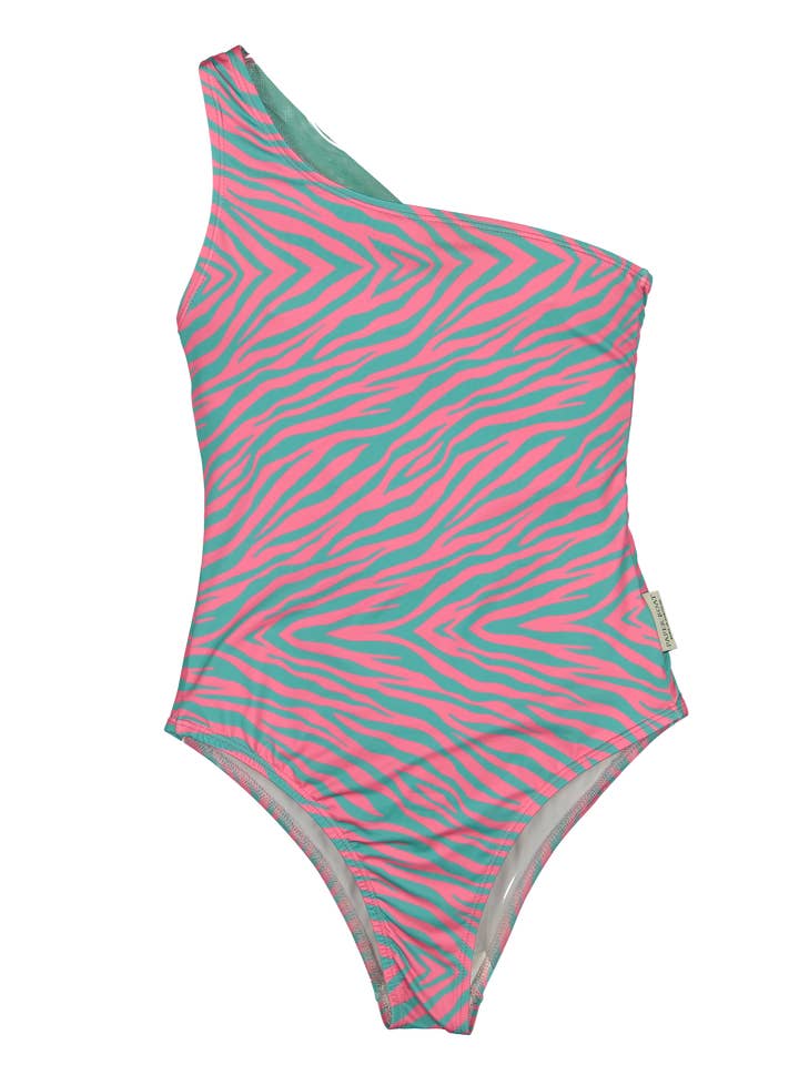 Fato de banho assimétrico de ondas menta por atacado de Paperboat