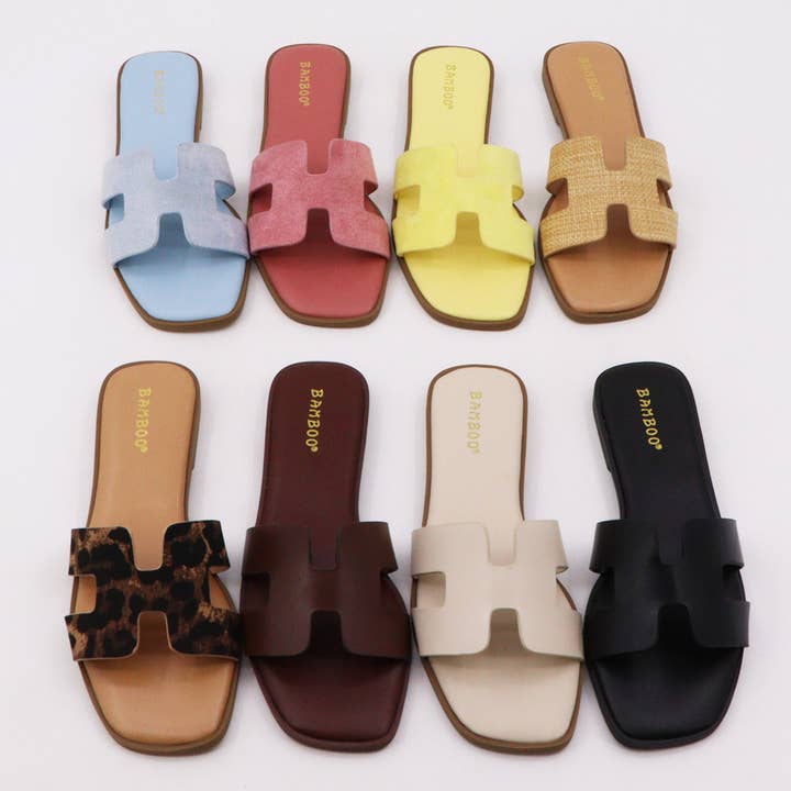 Mars Sky Shoes Wholesale - Wholesale Slides - Women's - Bamboo CONCEPT-27 Women H-cutout Strap Slipon Flat Sandals