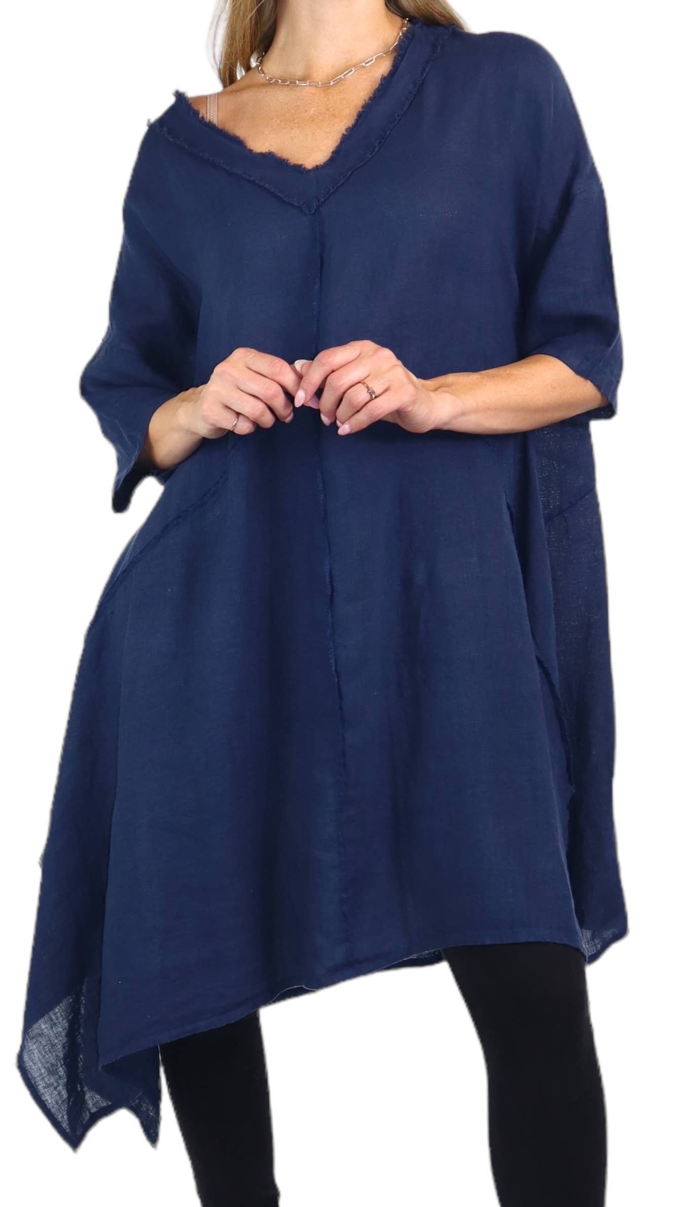 LINEN AND GAUZE - Wholesale Tunic - Women's - Asymmetrical and chic One size Premium washed Linen Tunic4