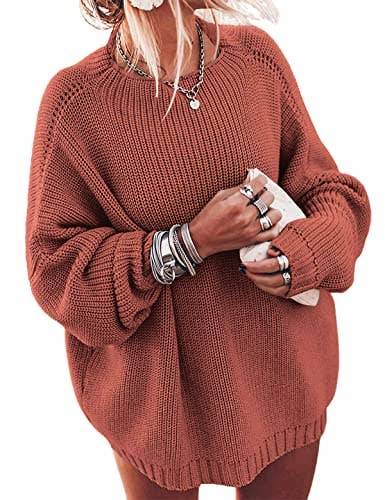 Chicto – Großhandel Strickpullover – Damen – Damen Oversized Pullover Fledermausärmel Stehkragen Jumper Oberteile4