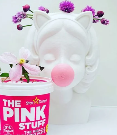 NewChapterNewHome - Venta al por mayor Floreros - Jarrón Bumblegum Girl con silueta de rostro y chicle rosa2