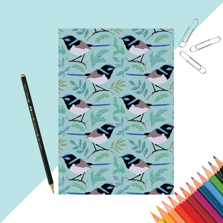 Fairy Wren Print Notebook for wholesale by The Owlery