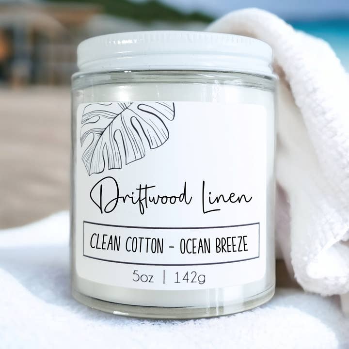 Driftwood Linen Wood Wick Candle | Clean & Fresh for wholesale by ShoreItUp