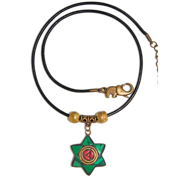 MT11E Pendentif Collier Étoile de David Judaica en Laiton Népalais Juif pour la vente par Sea Ranch Jewelry