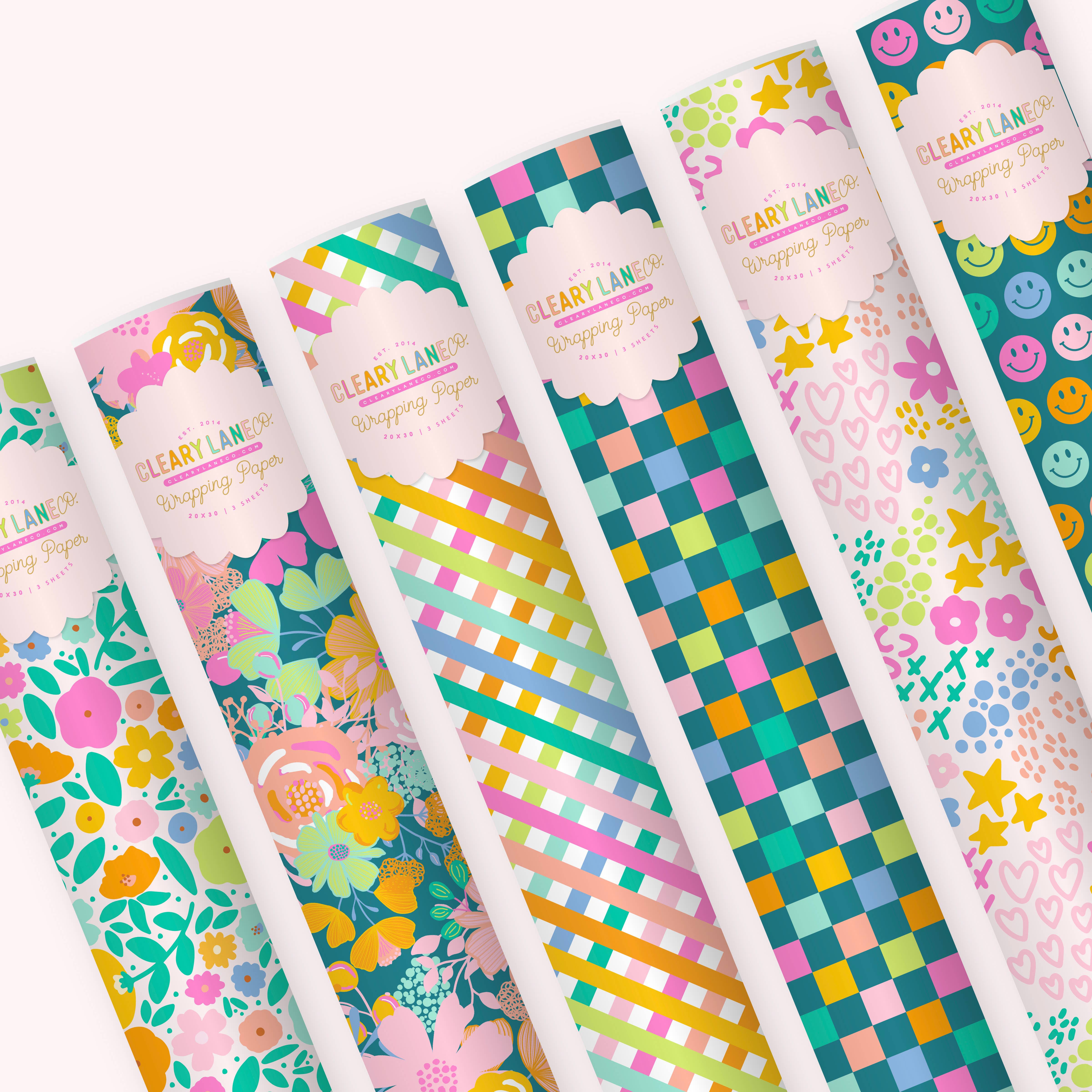 Cleary Lane – papel de embrulho por atacado – Folhas de Papel de Embrulho com Riscas Diagonais Arco-íris Blush3