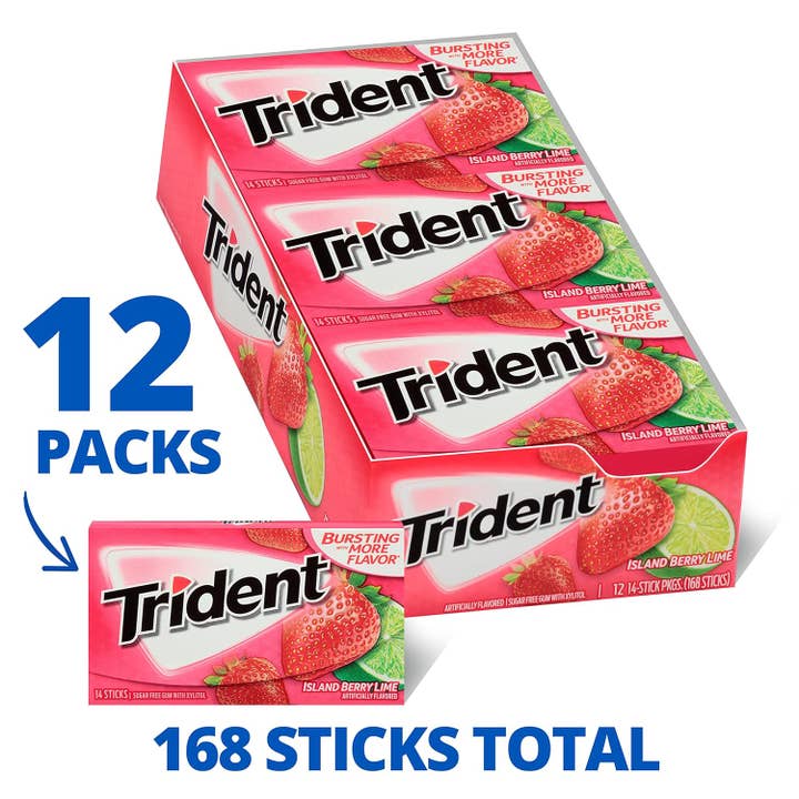 Snacky Candy - Wholesale Chewing Gum - Trident Island Berry Lime 14 pc 12 pack6