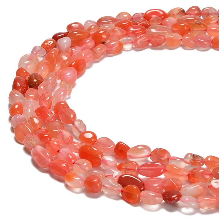 CRCBEADS - Wholesale Beads - Carnelian Nugget Smooth Pebble Nugget Beads Approx 6-8mm 15.5" Strand3