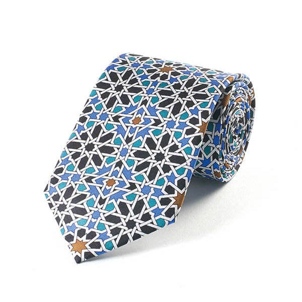 Alhambra Geometric Silk Tie for wholesale by Fox & Chave