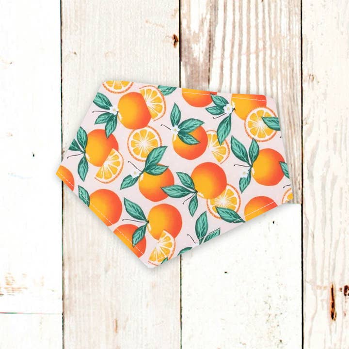 BibbyBubby - Wholesale Pet Bandana - Dog - Orange Grove Summer Snap-on Dog Bandana