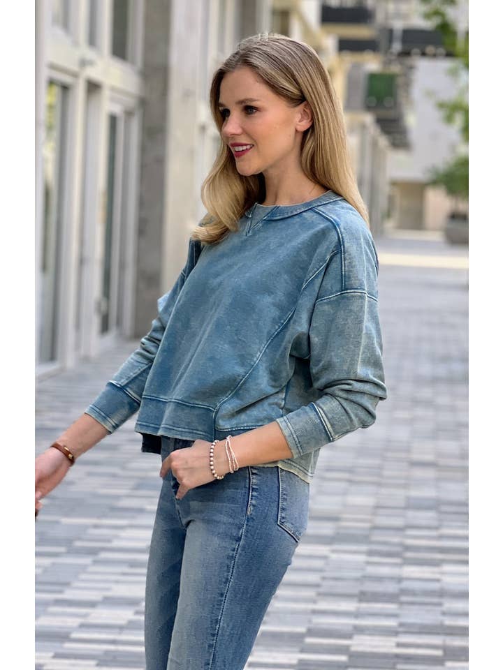 42POPS - Wholesale Sweatshirt - Women's - ' French Terry Washed Crop Pullover Collection