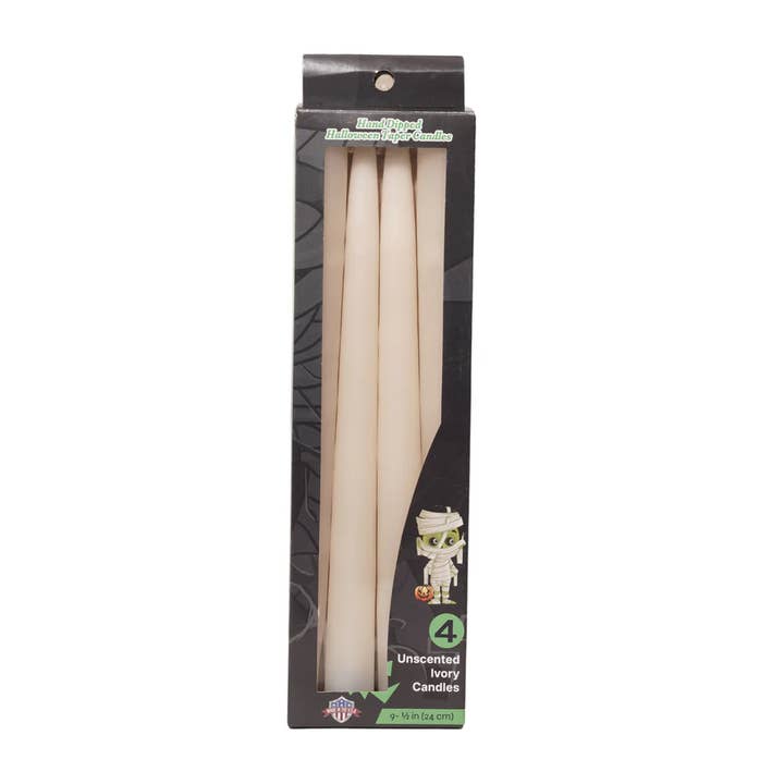 10" Halloween Ivory Taper Candles (4 pack)- 48 Total for wholesale by General Wax- Candles