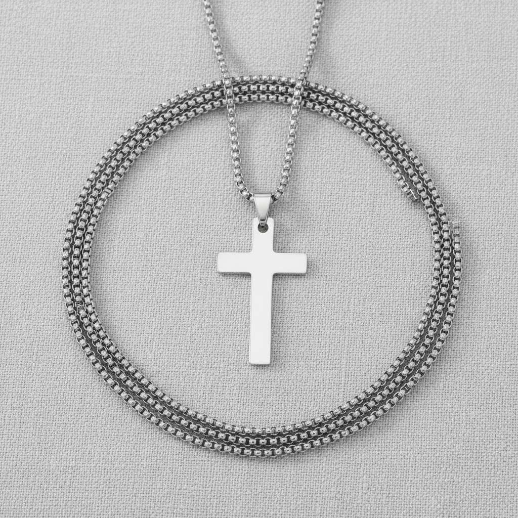 WJW – Engroshandel Halskæde med vedhæng – WJW Korshalskæde i rustfrit stål med kasseled 24" og 18K PVD-belægning9