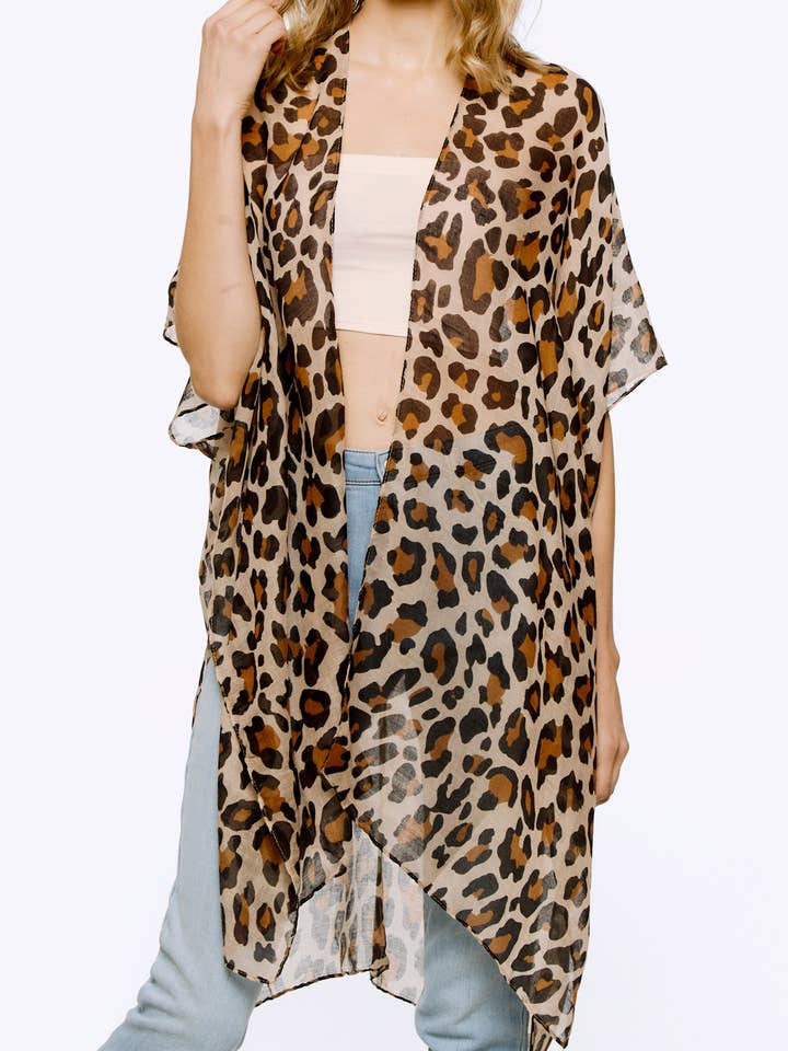 SP Sophia Collection - Wholesale Kimono - Women's - Animal Print Kaftan Style Translucent Women's Kimono Shawl1