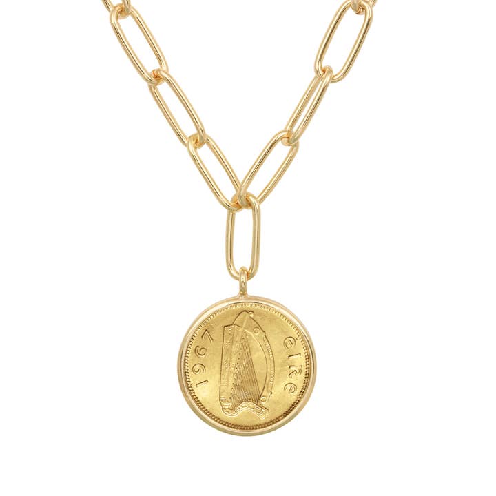 American Coin Treasures - Vente Colliers à pendentif - Pendentif doré doré en forme de lapin irlandais de trois pence3