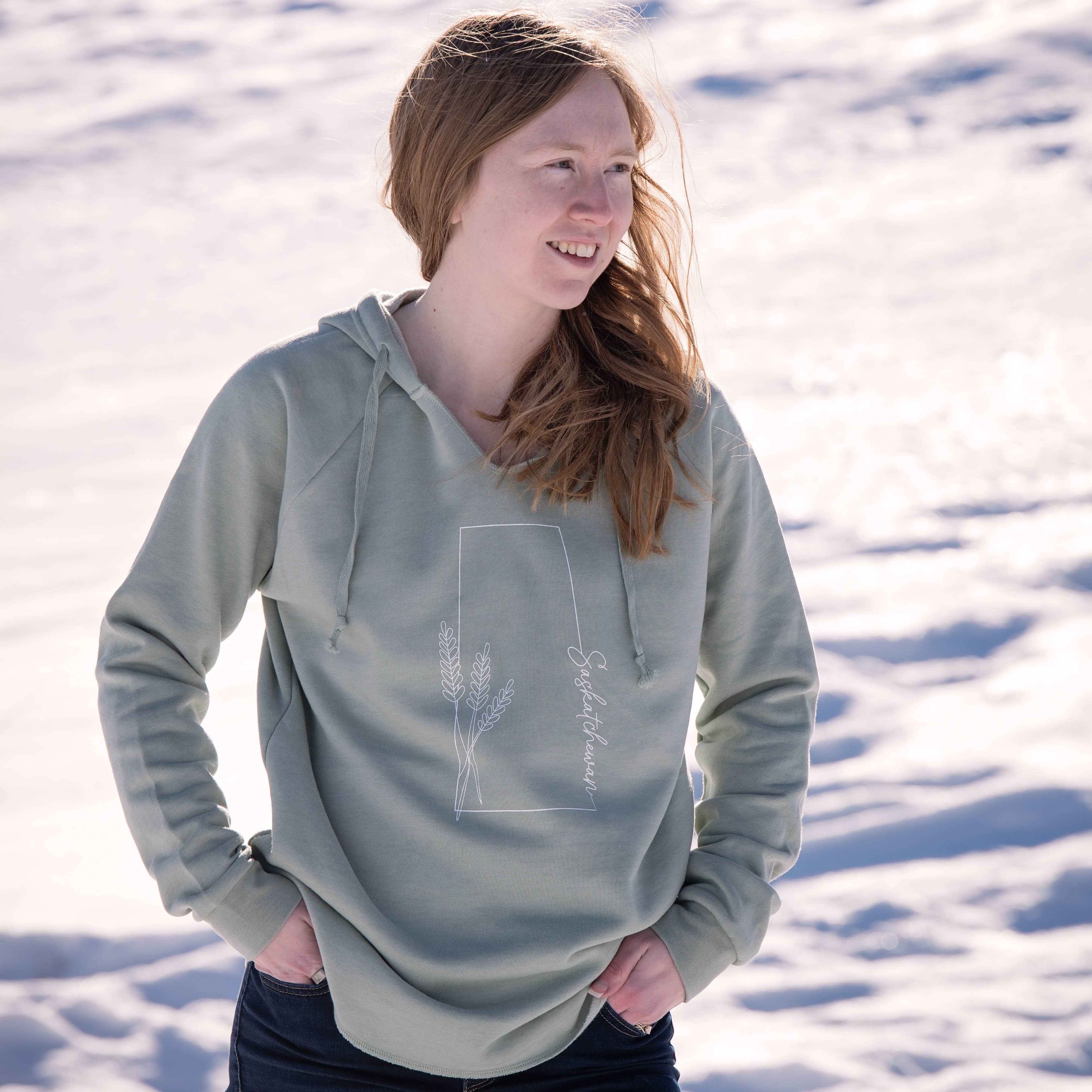 Sask Line Art Premium Sage Hoodie | Saskatchewan Apparel for wholesale on Faire1