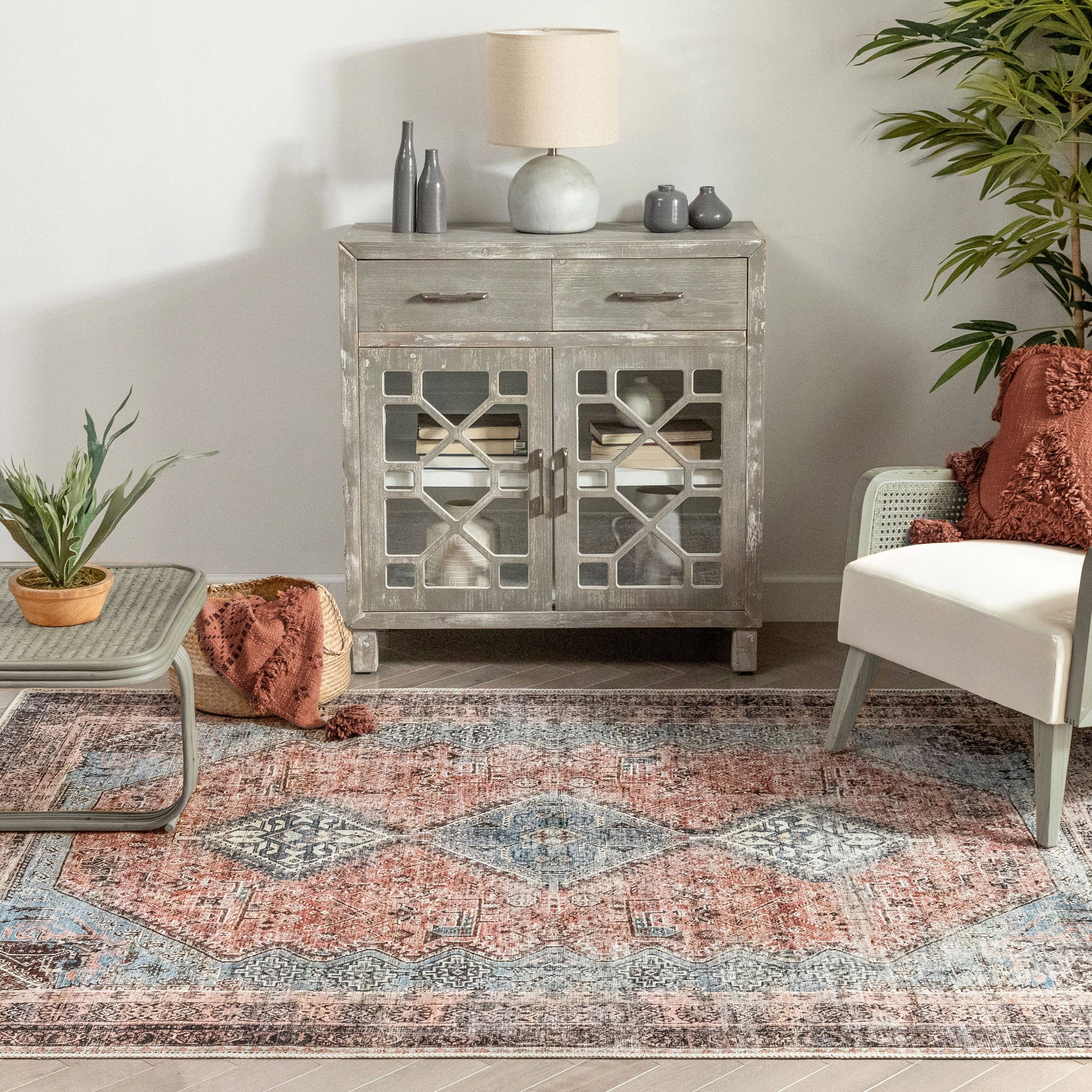 Well Woven – Großhandel Teppichvorleger – Menda, maschinenwaschbar, böhmisches Medaillon, orientalisch, Vintage-Stil8