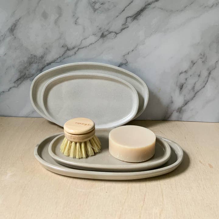 Left Corner Goods - Wholesale Decorative Tray - Concrete Oval Tray | candle catch all | Plant tray10