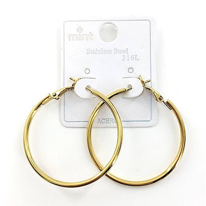 Atlas Fashion - Wholesale Hoop Earrings - 40MM Stainless Steel Hoops0