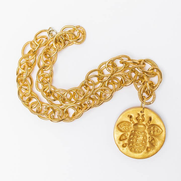 Gold Chain with Bee Medallion for wholesale by Hidden Truth Jewelry