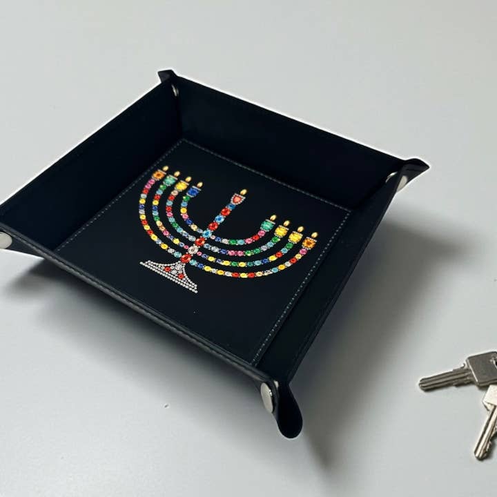 Gem Menorah Judaica Leather Valet Tray Catchall for wholesale by Resinate By KS / by KRISTIN SMITH