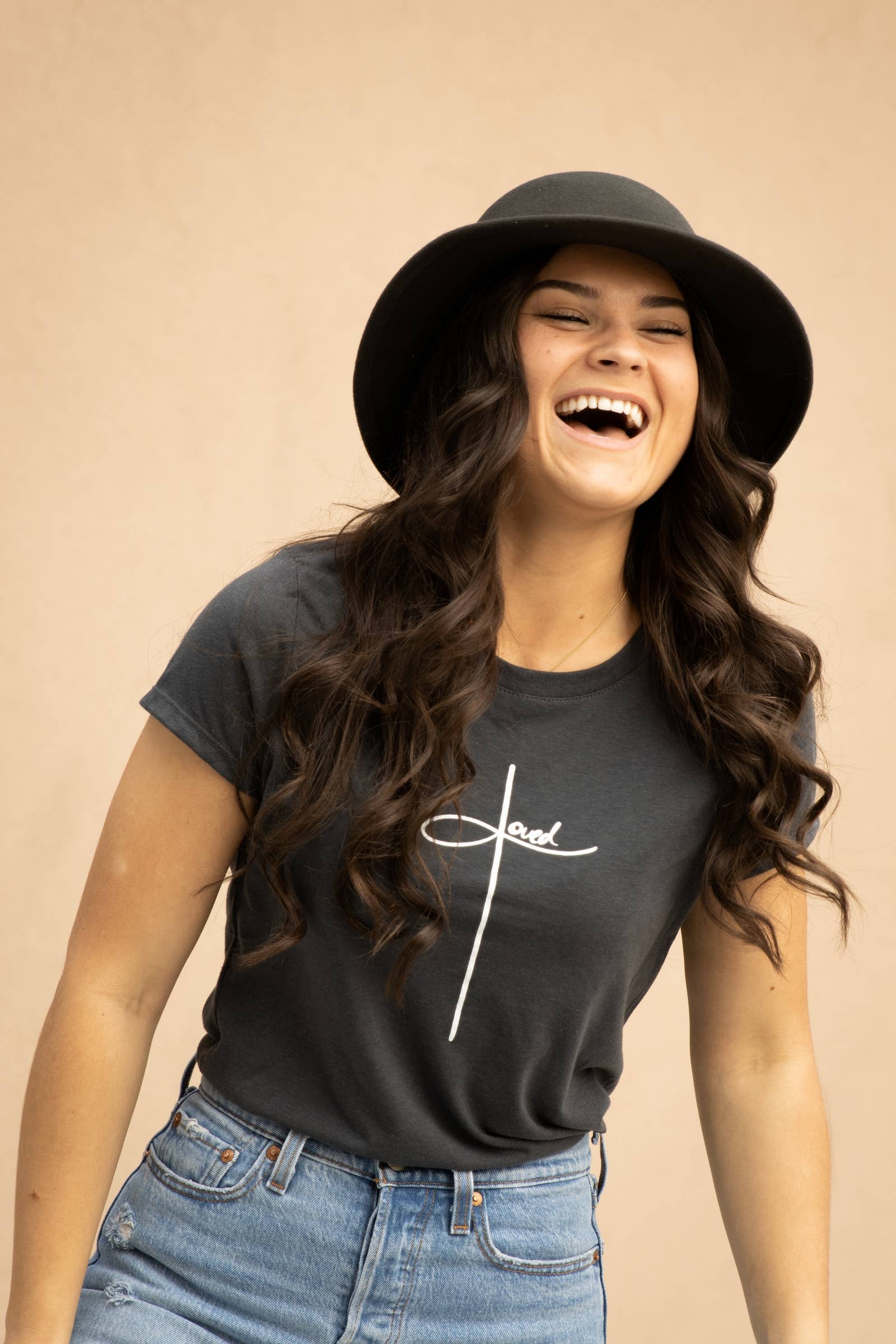 Hello Beauty Full & Co. - Wholesale Screen Printed T-Shirt - Women's - Loved CROSS ladies crew neck t-shirt2