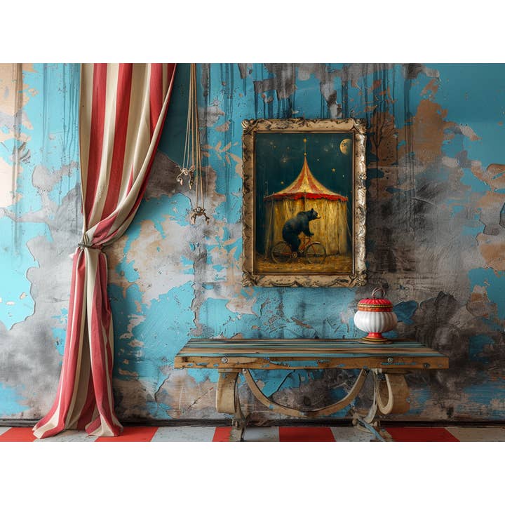 Salty Alyce – wholesale Art print – Circus Bear On Bicycle Wall Decor 118AS3