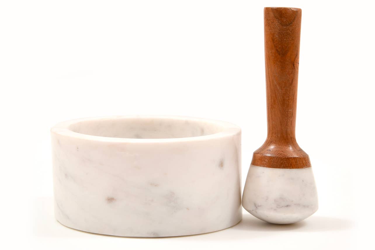 Verve Culture - Wholesale Mortar & Pestle - White Marble Mortar & Pestle2