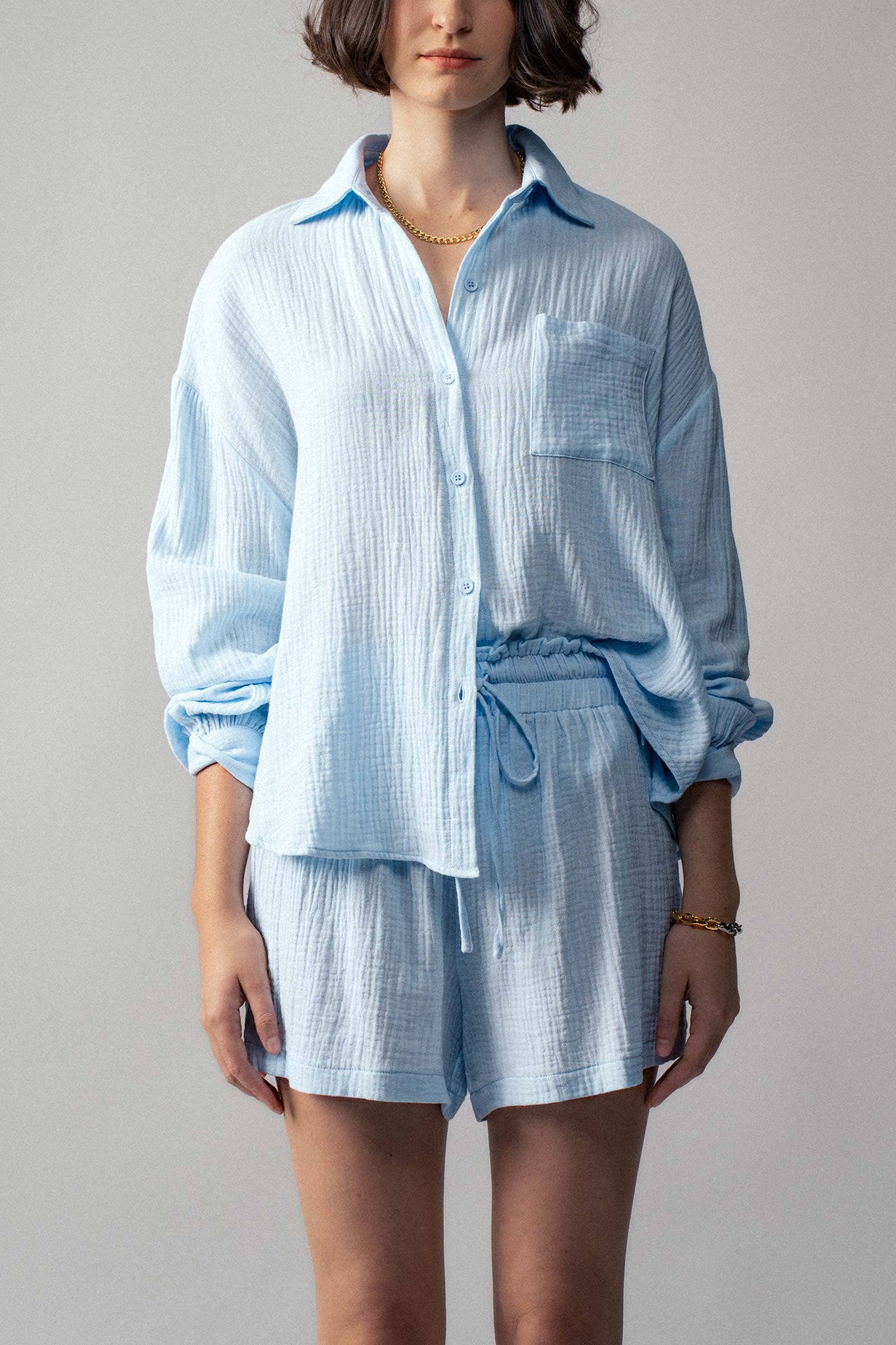 Urban Daizy - Wholesale Lounge Set - Women's - Crinkle Cotton Gauze Resort Button-Up Set15