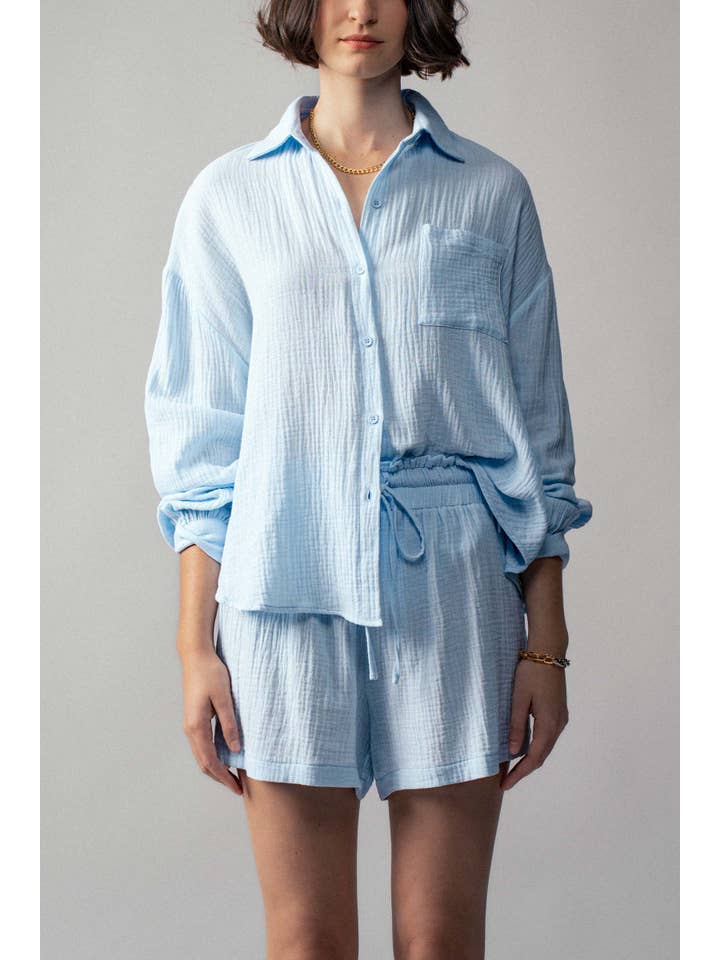 Urban Daizy - Wholesale Lounge Set - Women's - Crinkle Cotton Gauze Resort Button-Up Set15