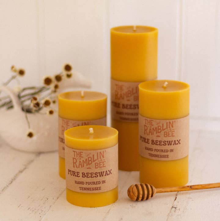 The Ramblin' Bee - Wholesale Pillar Candle - Beeswax Pillar Candle0