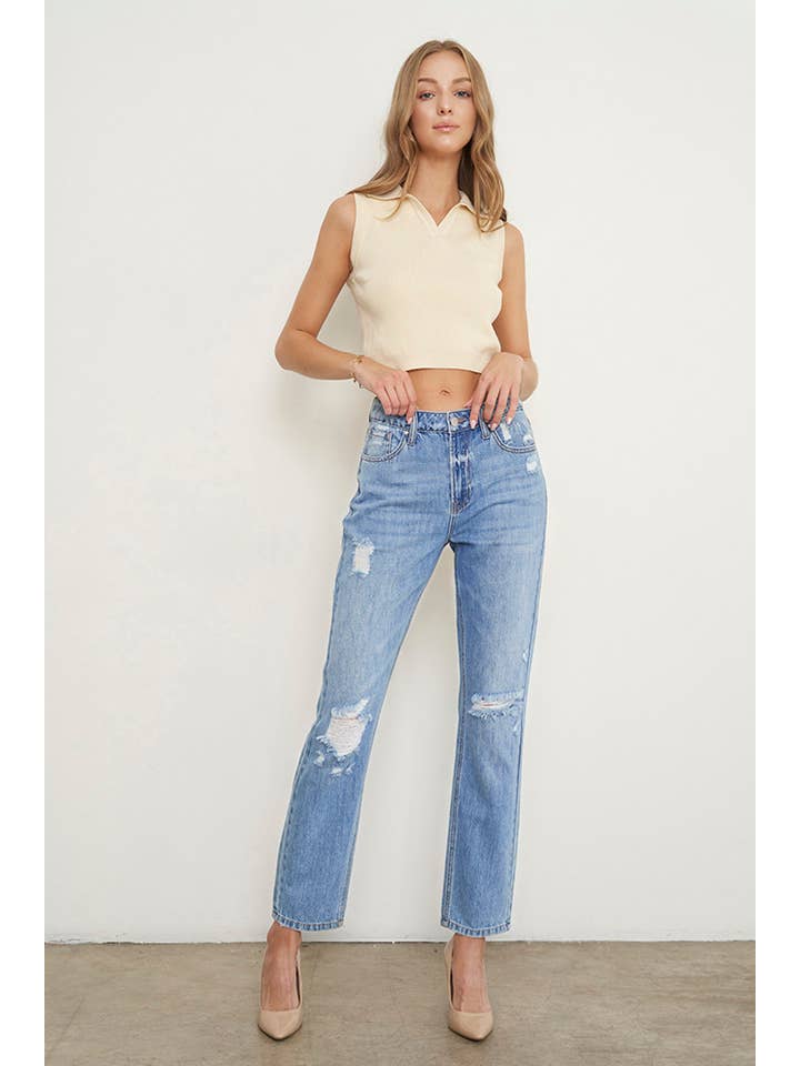 Insane Gene USA – wholesale Jeans – Women’s – Knee Distressed Girlfriend Jeans