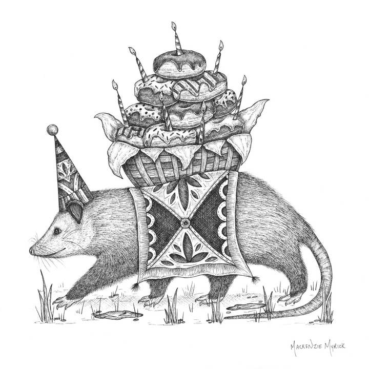 Mackenzie Myrick Studio - Vendita all'ingrosso Biglietti di auguri - Party Possum | Biglietto di auguri3