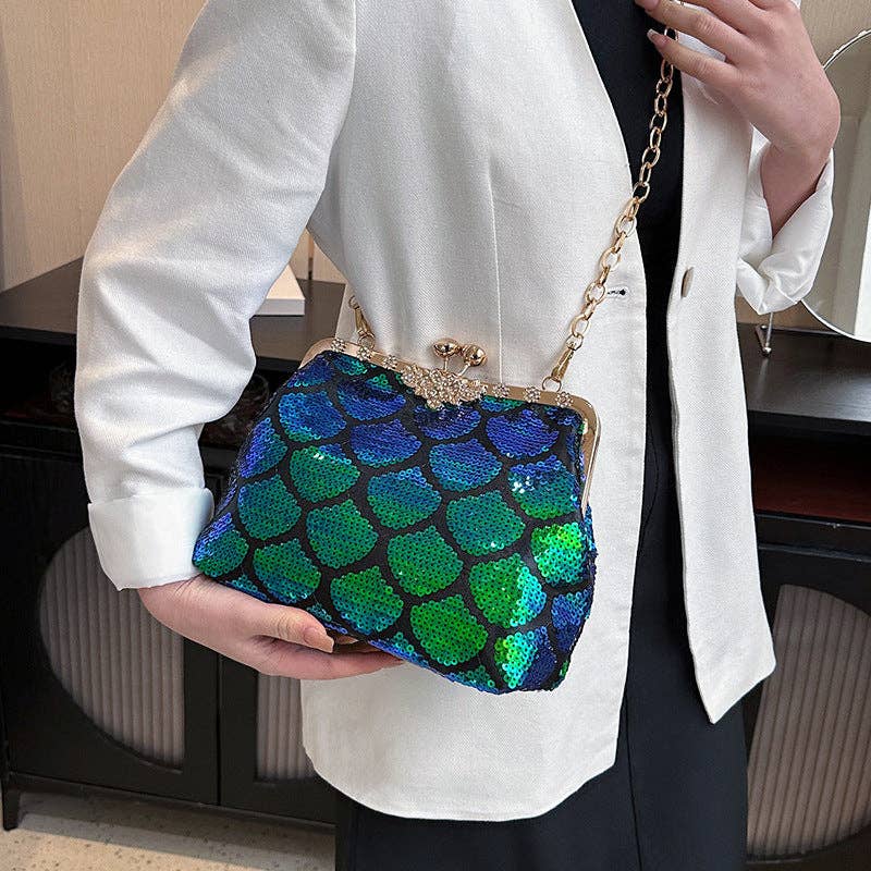 Ole - Wholesale Crossbody bag – Women's - Fish Scales Sequins Shell Shape Crossbody HB25535