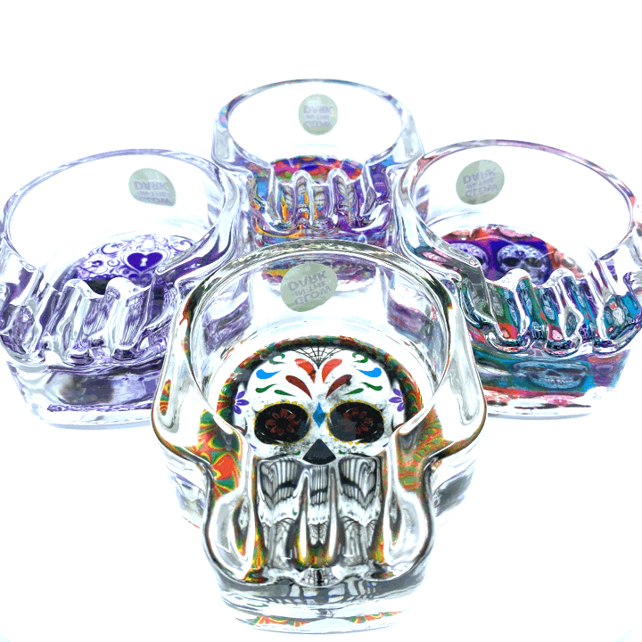 Novelty Brands - Wholesale Ashtray - Smokezilla Skull Shaped Glass Ashtray Assortment - 4/Display4