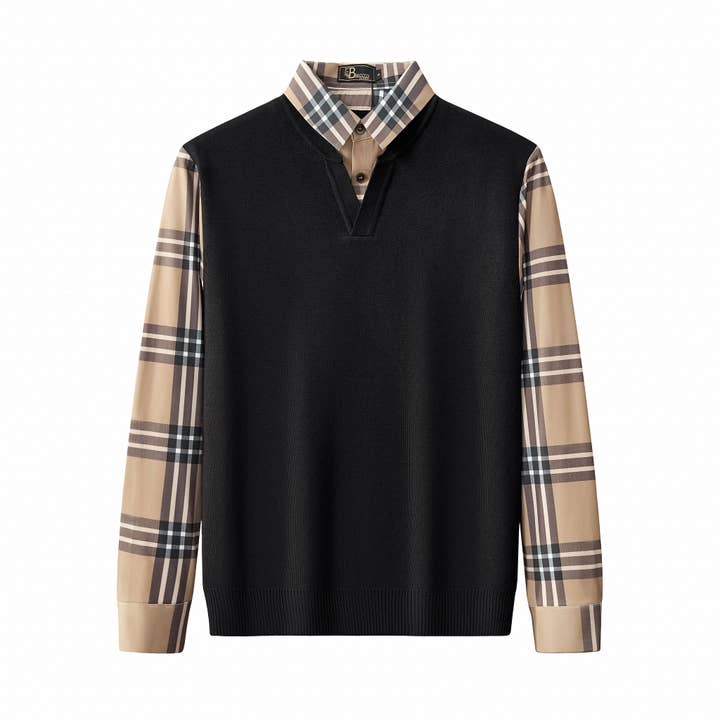 Heritage Plaid Hybrid LS Tröja Skjorta-SVART för wholesale av BAROCCO