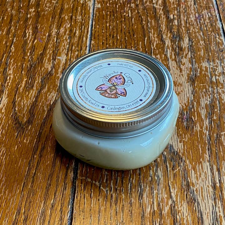 8oz. of Creamed Honey in Glass Jar for wholesale by Windy Corner Apiaries