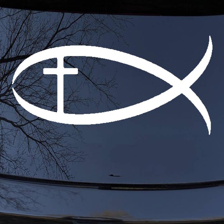 Christian Fish Car Truck Vinyl Decal Sticker 4in X 2.0in for wholesale by Rad Dezigns