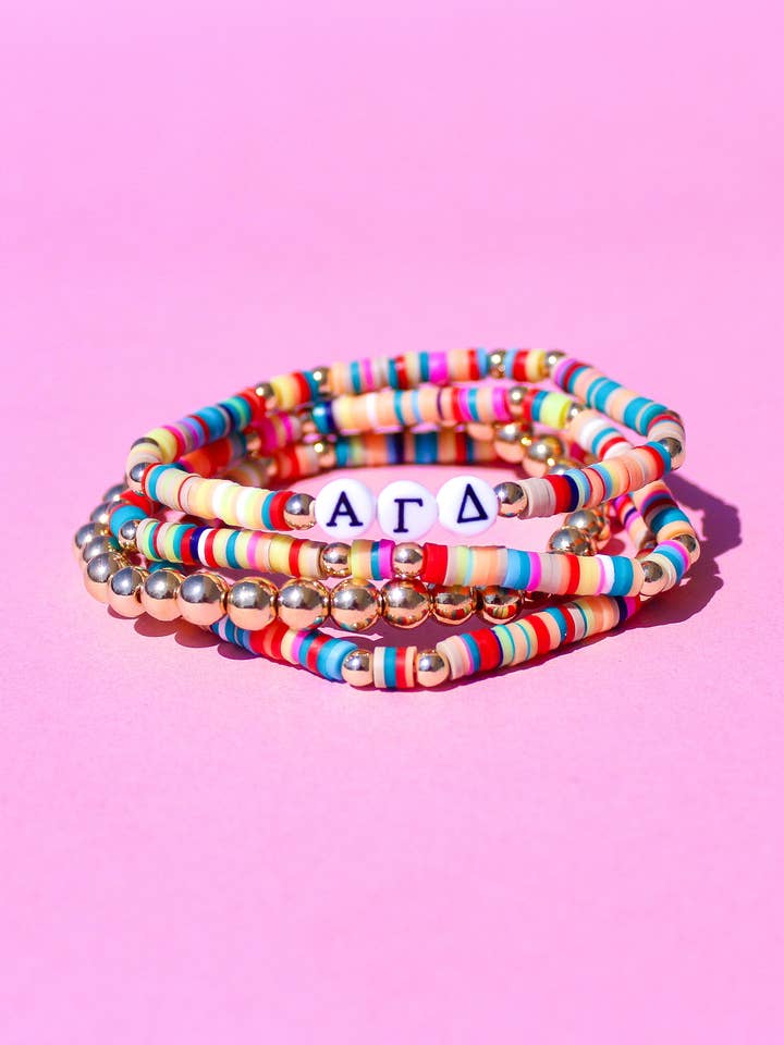 Alpha Gamma Delta Miley Sorority Bracelet Stack for wholesale by Duo Threads