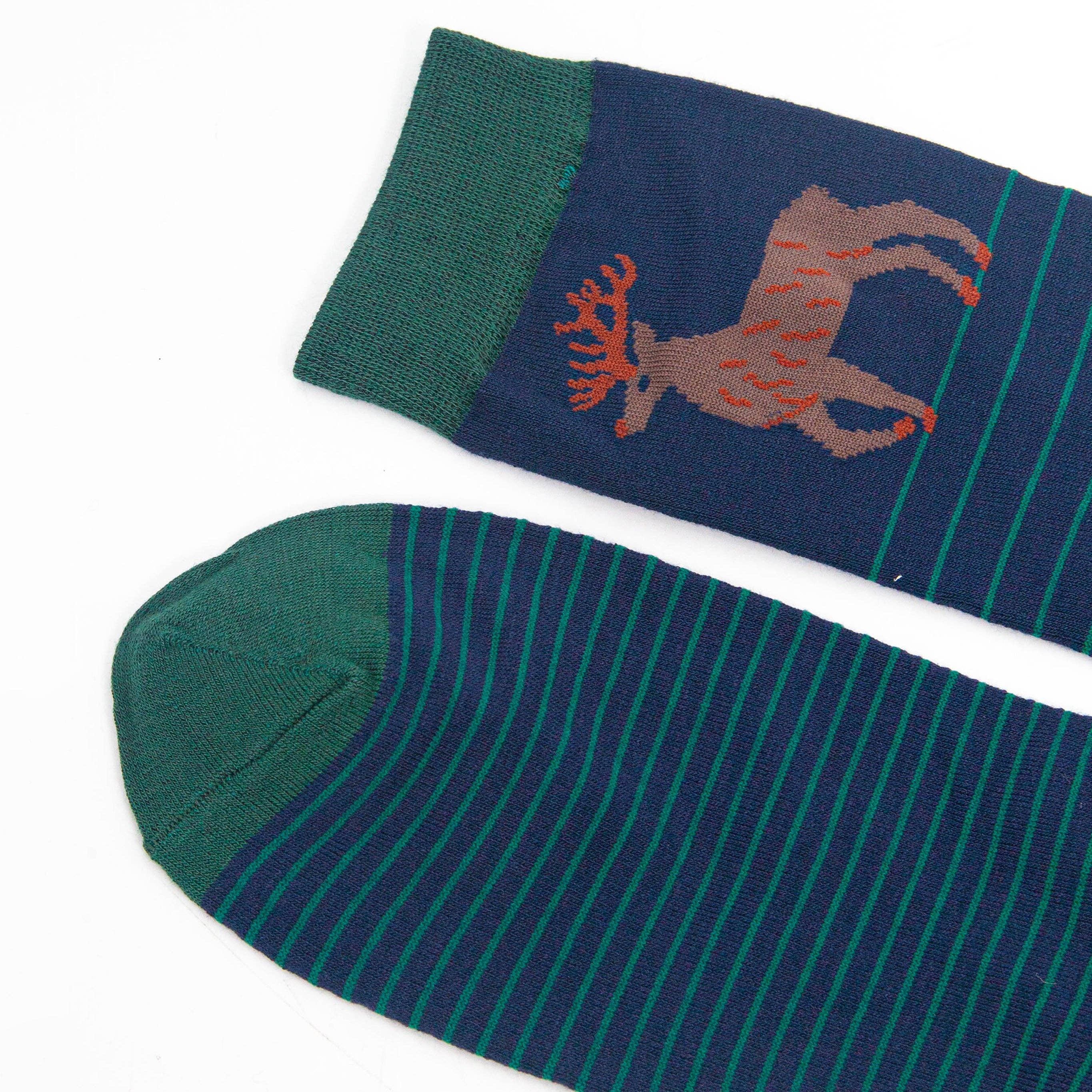 Sock Talk – Engroshandel Strømper - Herre – Bambusstrømper til mænd - Marineblå/Grøn, Stag Stripe3