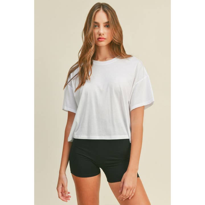 ROUND NECK SHORT SLEEVES OVERSIZED CROP TOP for wholesale by UP CLOTHING
