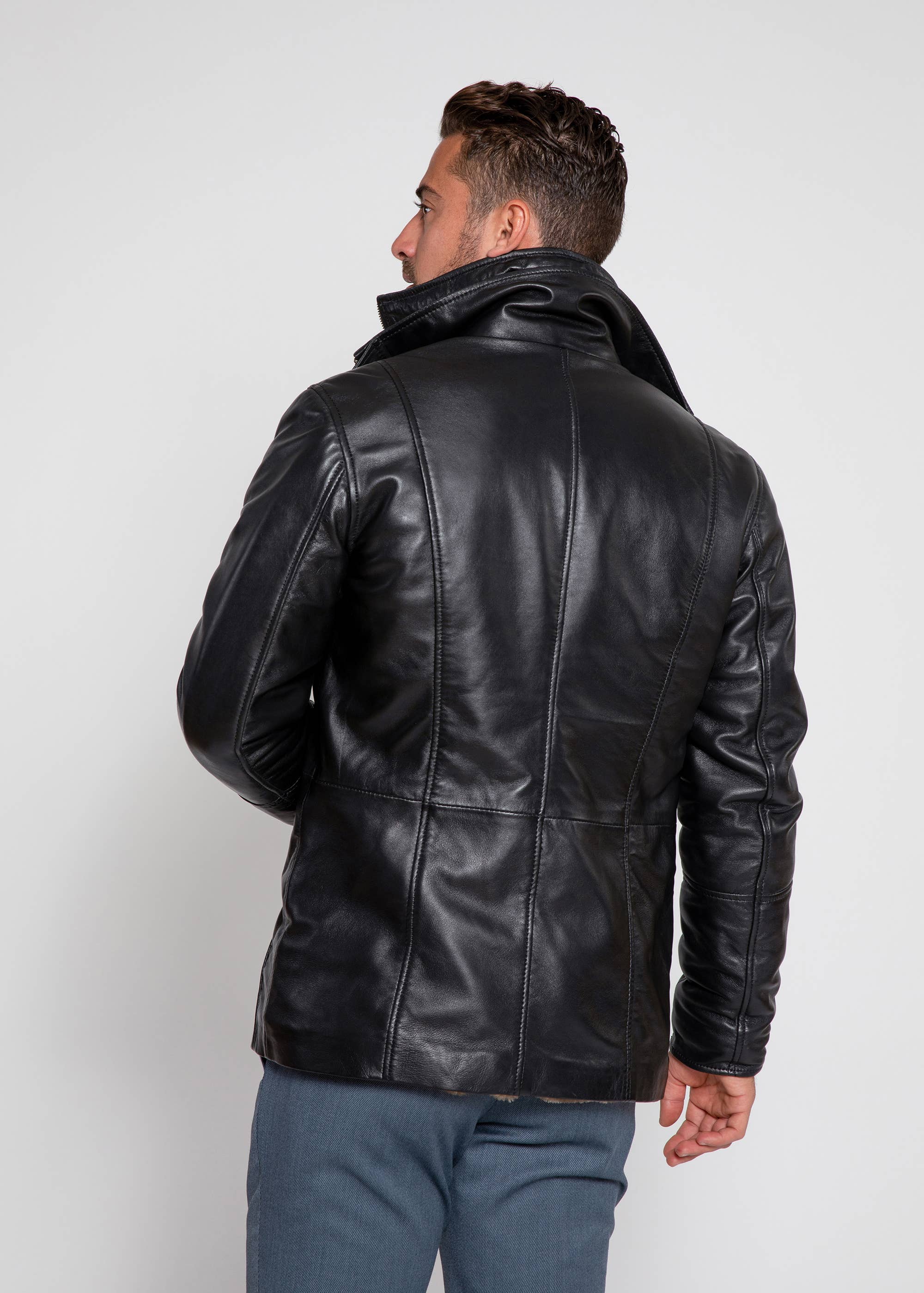Negro Abrigo de piel de cordero Tiberius Premium para hombre de venta al por mayor en Faire3