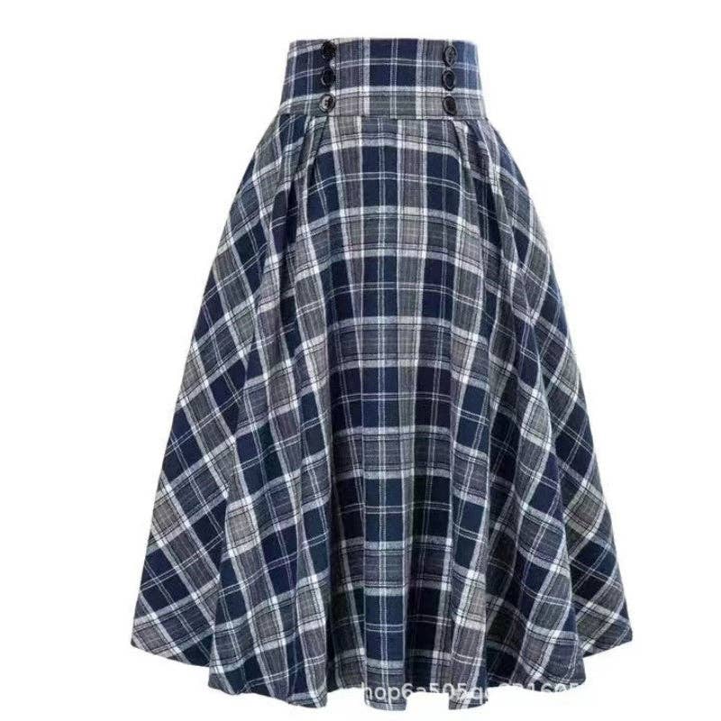 safistyle - Wholesale Skirt - Women's - High-Waisted Plaid A-Line Skirt2