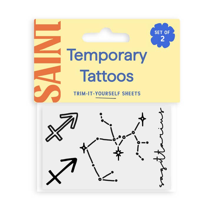 Sagittarius Temporary Tattoos | The Zodiac Collection for wholesale by Saint Tattoos